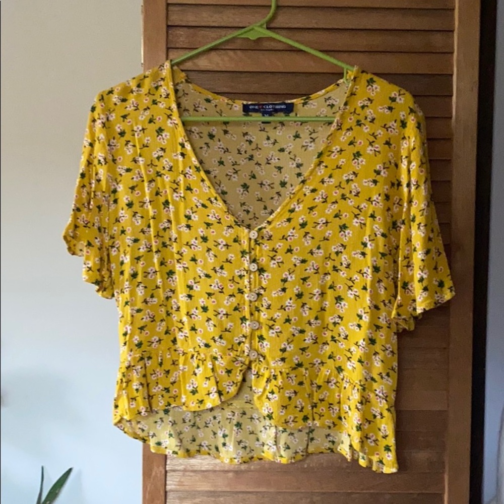 Floral cropped peplum blouse